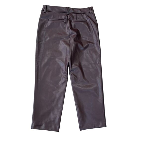 Talbots FAUX LEATHER STRAIGHT ANKLE PANTS burgundy size 8P NWT - Picture 5 of 11
